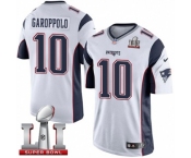 Youth Nike New England Patriots #10 Jimmy Garoppolo Elite White Super Bowl LI 51 NFL Jersey