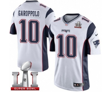 Youth Nike New England Patriots #10 Jimmy Garoppolo Elite White Super Bowl LI 51 NFL Jersey