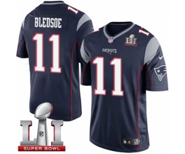 Youth Nike New England Patriots #11 Drew Bledsoe Elite Navy Blue Team Color Super Bowl LI 51 NFL Jersey