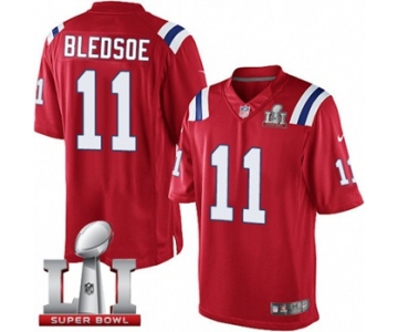 Youth Nike New England Patriots #11 Drew Bledsoe Elite Red Alternate Super Bowl LI 51 NFL Jersey