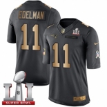 Youth Nike New England Patriots #11 Julian Edelman Limited Black-Gold Salute to Service Super Bowl LI 51 NFL Jersey