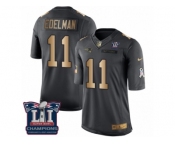 Youth Nike New England Patriots #11 Julian Edelman Limited Black Gold Salute to Service Super Bowl LI Champions NFL Jersey