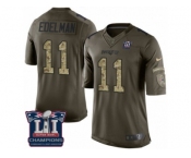 Youth Nike New England Patriots #11 Julian Edelman Limited Green Salute to Service Super Bowl LI Champions NFL Jersey