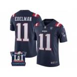 Youth Nike New England Patriots #11 Julian Edelman Limited Navy Blue Rush Super Bowl LI Champions NFL Jersey