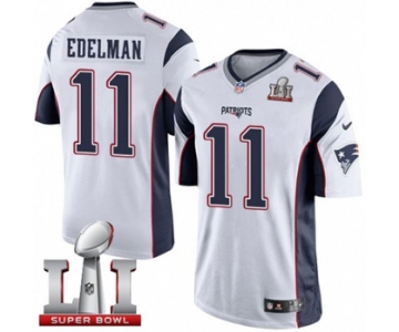 Youth Nike New England Patriots #11 Julian Edelman Limited White Super Bowl LI 51 NFL Jersey