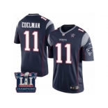 Youth Nike New England Patriots #11 Julian Edelman Navy Blue Team Color Super Bowl LI Champions NFL Jersey