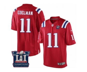 Youth Nike New England Patriots #11 Julian Edelman Red Alternate Super Bowl LI Champions NFL Jersey