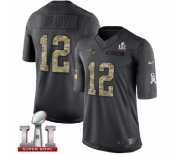 Youth Nike New England Patriots #12 Tom Brady Limited Black 2016 Salute to Service Super Bowl LI 51 NFL Jersey