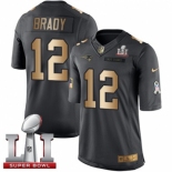 Youth Nike New England Patriots #12 Tom Brady Limited Black-Gold Salute to Service Super Bowl LI 51 NFL Jersey