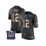 Youth Nike New England Patriots #12 Tom Brady Limited Black Gold Salute to Service Super Bowl LI Champions NFL Jersey