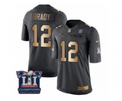 Youth Nike New England Patriots #12 Tom Brady Limited Black Gold Salute to Service Super Bowl LI Champions NFL Jersey