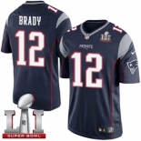 Youth Nike New England Patriots #12 Tom Brady Limited Navy Blue Team Color Super Bowl LI 51 NFL Jersey