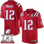 Youth Nike New England Patriots #12 Tom Brady Limited Red Alternate Super Bowl LI 51 NFL Jersey