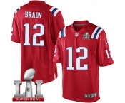 Youth Nike New England Patriots #12 Tom Brady Limited Red Alternate Super Bowl LI 51 NFL Jersey