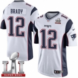 Youth Nike New England Patriots #12 Tom Brady Limited White Super Bowl LI 51 NFL Jersey