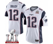 Youth Nike New England Patriots #12 Tom Brady Limited White Super Bowl LI 51 NFL Jersey