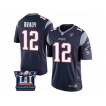 Youth Nike New England Patriots #12 Tom Brady Navy Blue Team Color Super Bowl LI Champions NFL Jersey