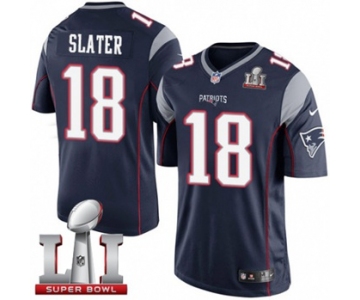 Youth Nike New England Patriots #18 Matthew Slater Elite Navy Blue Team Color Super Bowl LI 51 NFL Jersey