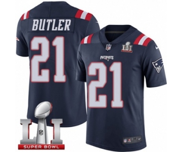 Youth Nike New England Patriots #21 Malcolm Butler Limited Navy Blue Rush Super Bowl LI 51 NFL Jersey