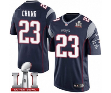 Youth Nike New England Patriots #23 Patrick Chung Elite Navy Blue Team Color Super Bowl LI 51 NFL Jersey