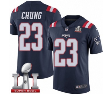 Youth Nike New England Patriots #23 Patrick Chung Limited Navy Blue Rush Super Bowl LI 51 NFL Jersey