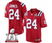 Youth Nike New England Patriots #24 Cyrus Jones Elite Red Alternate Super Bowl LI 51 NFL Jersey