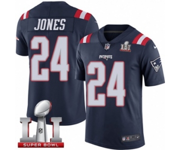 Youth Nike New England Patriots #24 Cyrus Jones Limited Navy Blue Rush Super Bowl LI 51 NFL Jersey