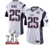 Youth Nike New England Patriots #25 Eric Rowe Elite White Super Bowl LI 51 NFL Jersey