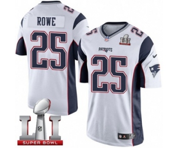 Youth Nike New England Patriots #25 Eric Rowe Elite White Super Bowl LI 51 NFL Jersey