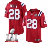 Youth Nike New England Patriots #28 James White Elite Red Alternate Super Bowl LI 51 NFL Jersey