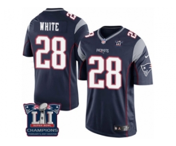 Youth Nike New England Patriots #28 James White Navy Blue Team Color Super Bowl LI Champions NFL Jersey