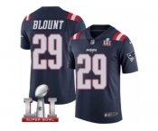 Youth Nike New England Patriots #29 LeGarrette Blount Limited Navy Blue Rush Super Bowl LI 51 NFL Jersey