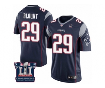 Youth Nike New England Patriots #29 LeGarrette Blount Navy Blue Team Color Super Bowl LI Champions NFL Jersey