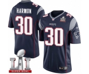 Youth Nike New England Patriots #30 Duron Harmon Elite Navy Blue Team Color Super Bowl LI 51 NFL Jersey