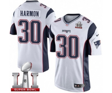 Youth Nike New England Patriots #30 Duron Harmon Elite White Super Bowl LI 51 NFL Jersey