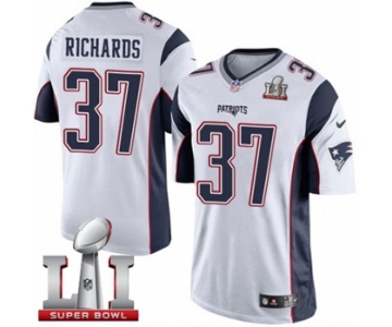 Youth Nike New England Patriots #37 Jordan Richards Elite White Super Bowl LI 51 NFL Jersey