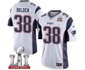 Youth Nike New England Patriots #38 Brandon Bolden Elite White Super Bowl LI 51 NFL Jersey