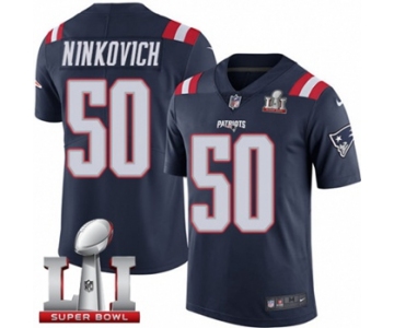 Youth Nike New England Patriots #50 Rob Ninkovich Limited Navy Blue Rush Super Bowl LI 51 NFL Jersey