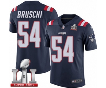 Youth Nike New England Patriots #54 Tedy Bruschi Limited Navy Blue Rush Super Bowl LI 51 NFL Jersey