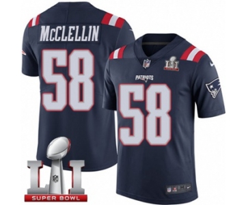 Youth Nike New England Patriots #58 Shea McClellin Limited Navy Blue Rush Super Bowl LI 51 NFL Jersey