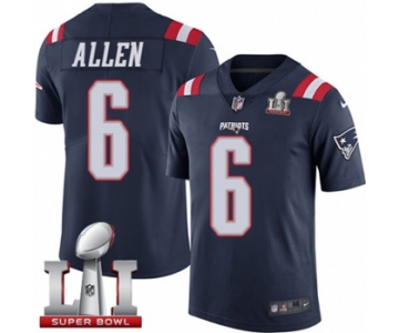 Youth Nike New England Patriots #6 Ryan Allen Limited Navy Blue Rush Super Bowl LI 51 NFL Jersey