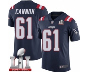 Youth Nike New England Patriots #61 Marcus Cannon Limited Navy Blue Rush Super Bowl LI 51 NFL Jersey