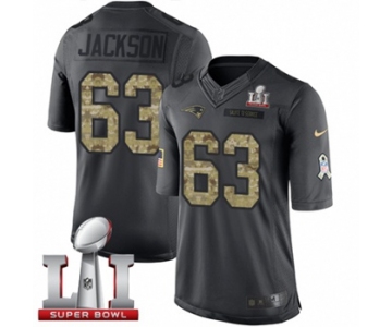 Youth Nike New England Patriots #63 Tre Jackson Limited Black 2016 Salute to Service Super Bowl LI 51 NFL Jersey