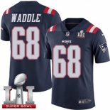 Youth Nike New England Patriots #68 LaAdrian Waddle Limited Navy Blue Rush Super Bowl LI 51 NFL Jersey