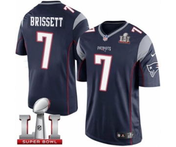 Youth Nike New England Patriots #7 Jacoby Brissett Elite Navy Blue Team Color Super Bowl LI 51 NFL Jersey