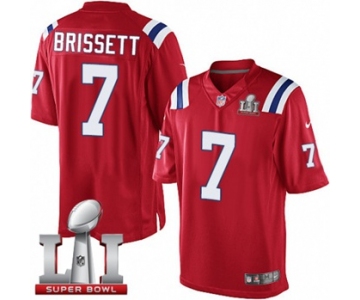 Youth Nike New England Patriots #7 Jacoby Brissett Elite Red Alternate Super Bowl LI 51 NFL Jersey