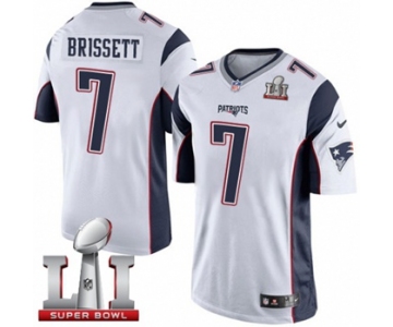 Youth Nike New England Patriots #7 Jacoby Brissett Elite White Super Bowl LI 51 NFL Jersey