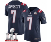 Youth Nike New England Patriots #7 Jacoby Brissett Limited Navy Blue Rush Super Bowl LI 51 NFL Jersey