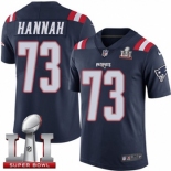 Youth Nike New England Patriots #73 John Hannah Limited Navy Blue Rush Super Bowl LI 51 NFL Jersey