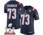 Youth Nike New England Patriots #73 John Hannah Limited Navy Blue Rush Super Bowl LI 51 NFL Jersey